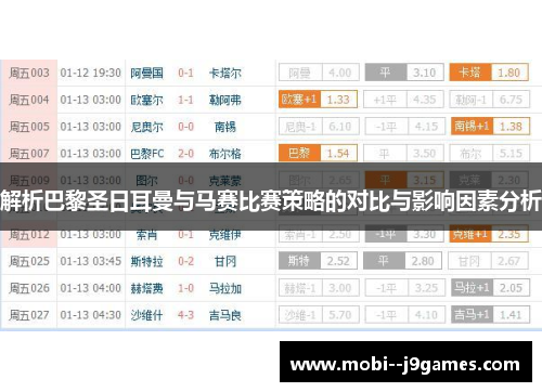 解析巴黎圣日耳曼与马赛比赛策略的对比与影响因素分析